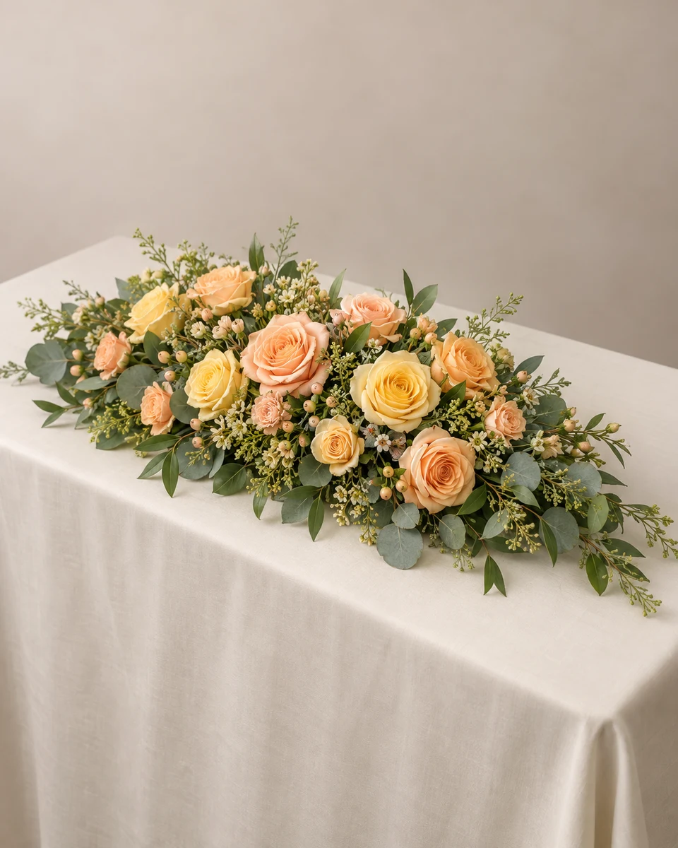 B27: Deckengesteck, Apricot und Gelb.